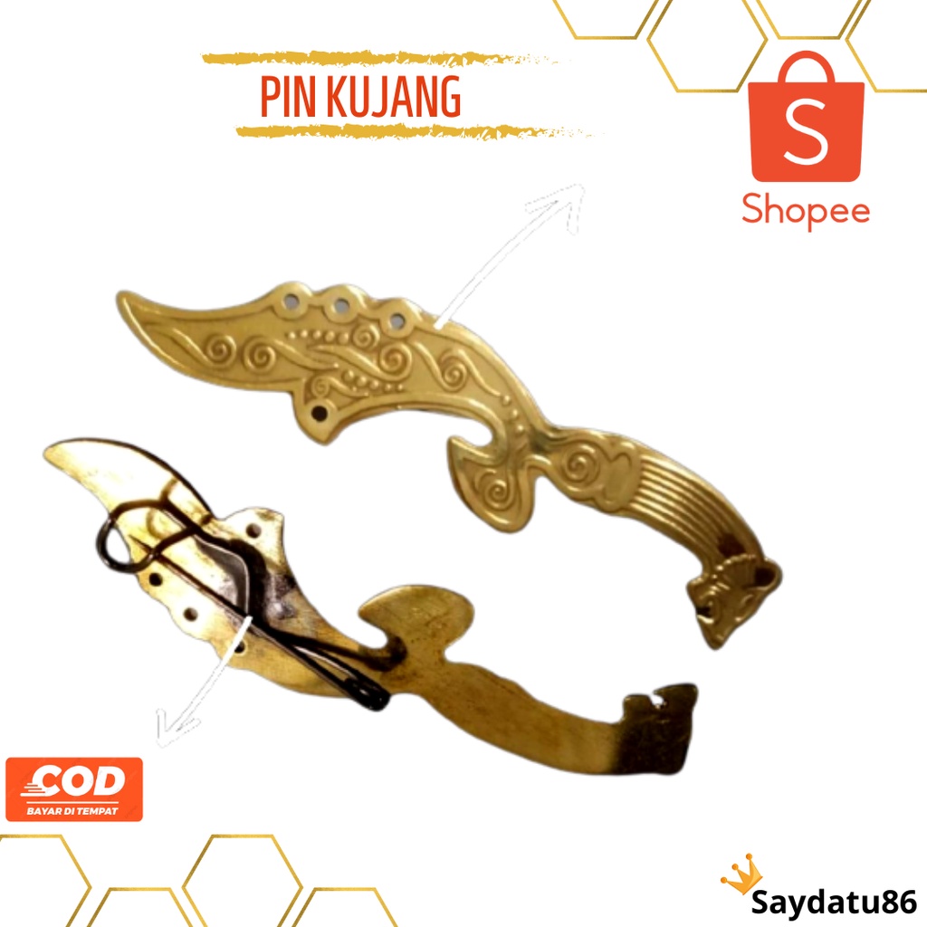 PIN KUJANG KUNINGAN  PLAT /PIN AKSEORIS PECI