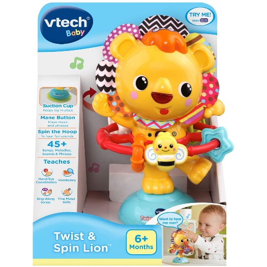 Mainan Motorik Anak VTECH BABY TWIST &amp; SPIN LION - Mainan Rattle Pegangan Memutar 360 Derajat Keluar Suara Model Singa Kado Bayi Ulang Tahun Ultah menempel di meja