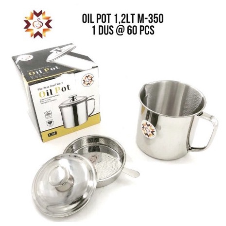 Saringan Minyak Goreng 1200 ML Oil Pot Stainless Gelas Tempat Wadah