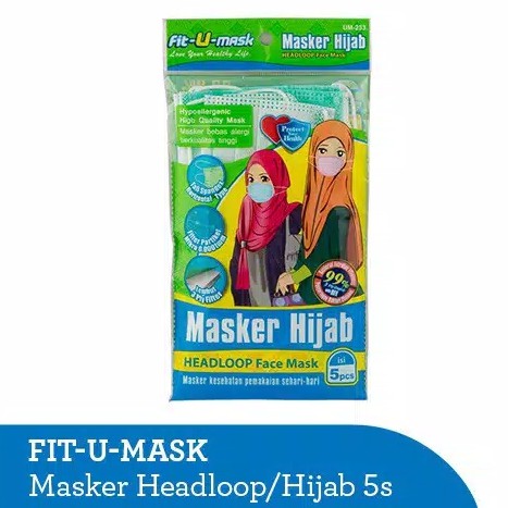 MASKER FIT U MASK HEADLOOP MASKER HIJAB 5's