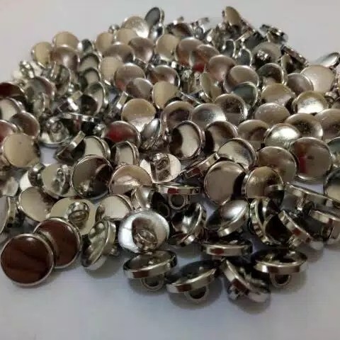 100 pcs Kancing Baju Jamur Silver Polos Datar Diameter 9 - 11 mm