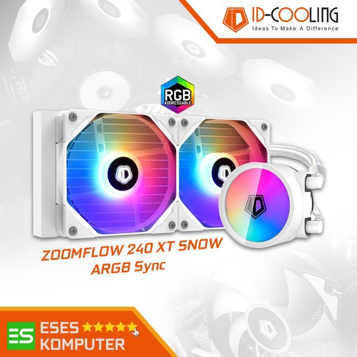 ID-COOLING ZOOMFLOW 240 XT SNOW - AIO Liquid Water Cooler ARGB Sync