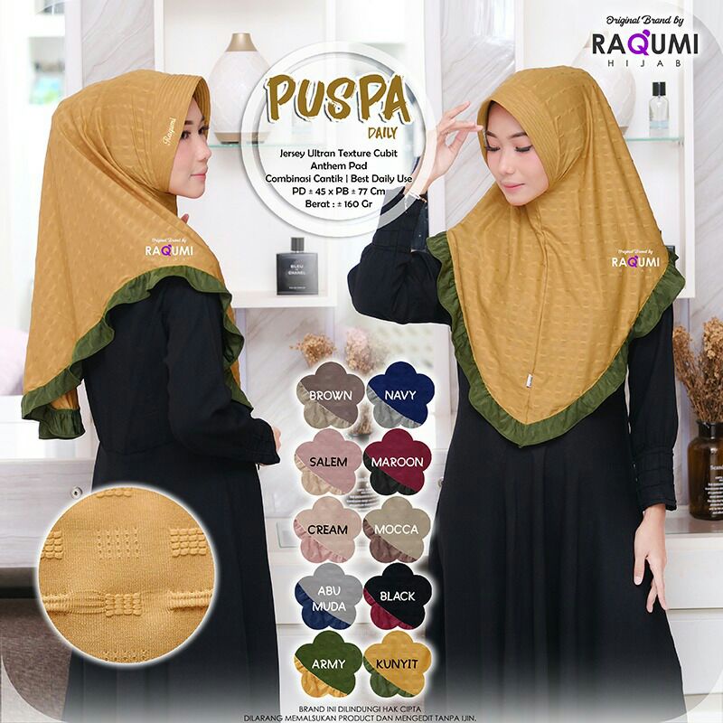 Hijab Instan Terbaru Puspa Daily Original by Raqumi Hijab