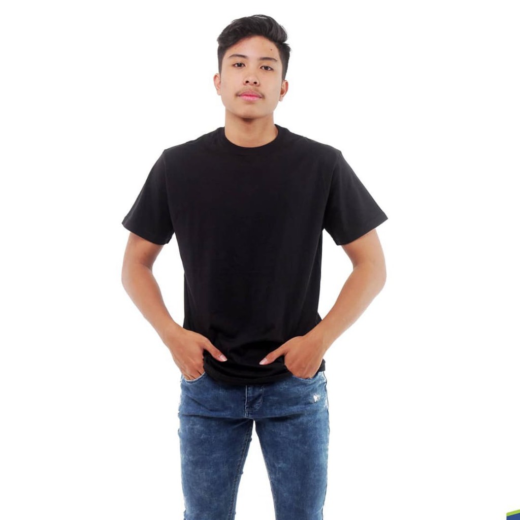 Kaos polos cotton combad 24s tanpa jahitan samping merk merchons HITAM