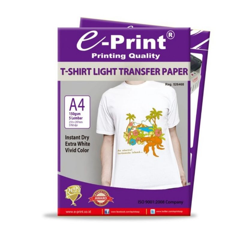 

Transfer paper T-shirt light E-print A4 isi 5 lembar