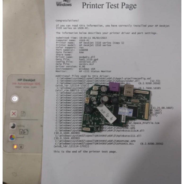 MAINBOARD PRINTER HP DESKJET INK ADVANTAGE 1515 USED