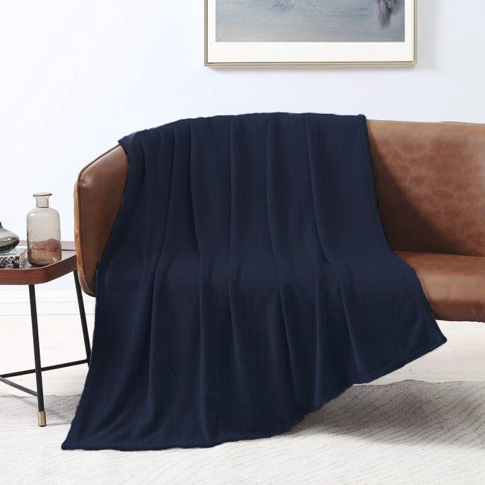 Ready Stok - King Rabbit Thermal Blanket Selimut Fleece 150X200 Cm Navy (Polos)