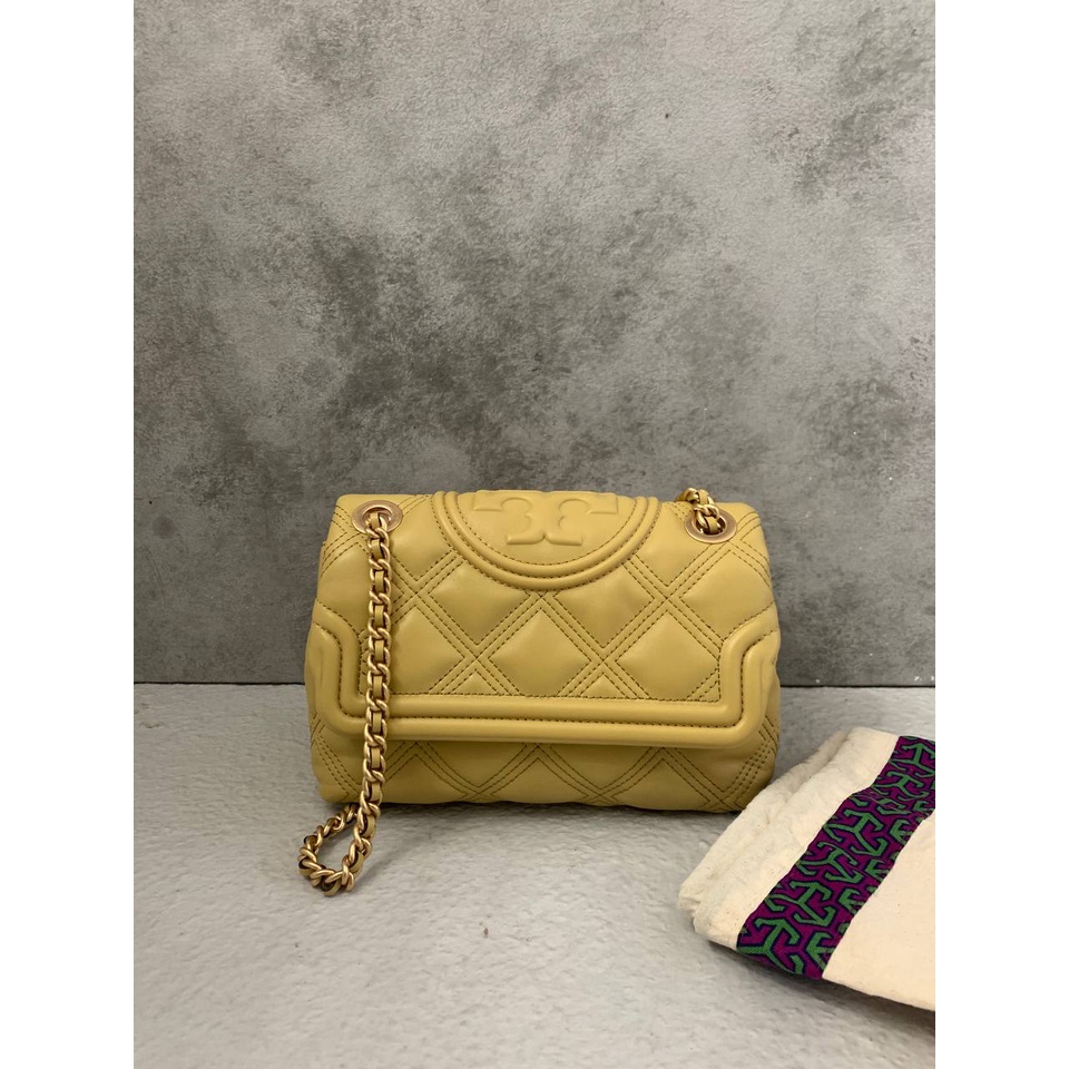 Tory Burch Fleming Soft Small Bag Beeswax Authentic