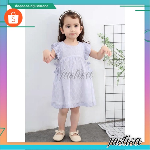 Promo !! Dress anak cewek lucu / Dress plain zigzag girly import ukuran 1-2tahun (ungu) / Dress simple korean