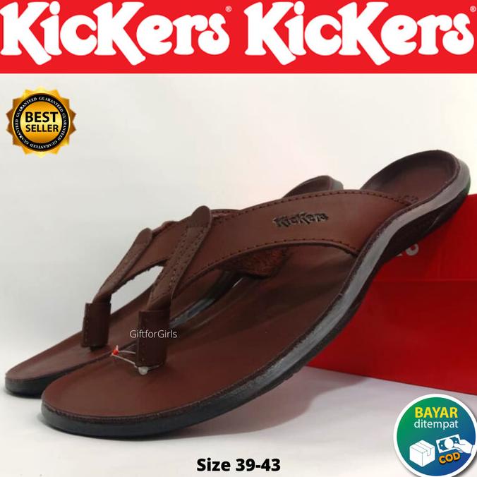 [Man] Kickers Original Sendal Jepit Kulit Asli Pria Sandal Cowok Formal [Sandal]