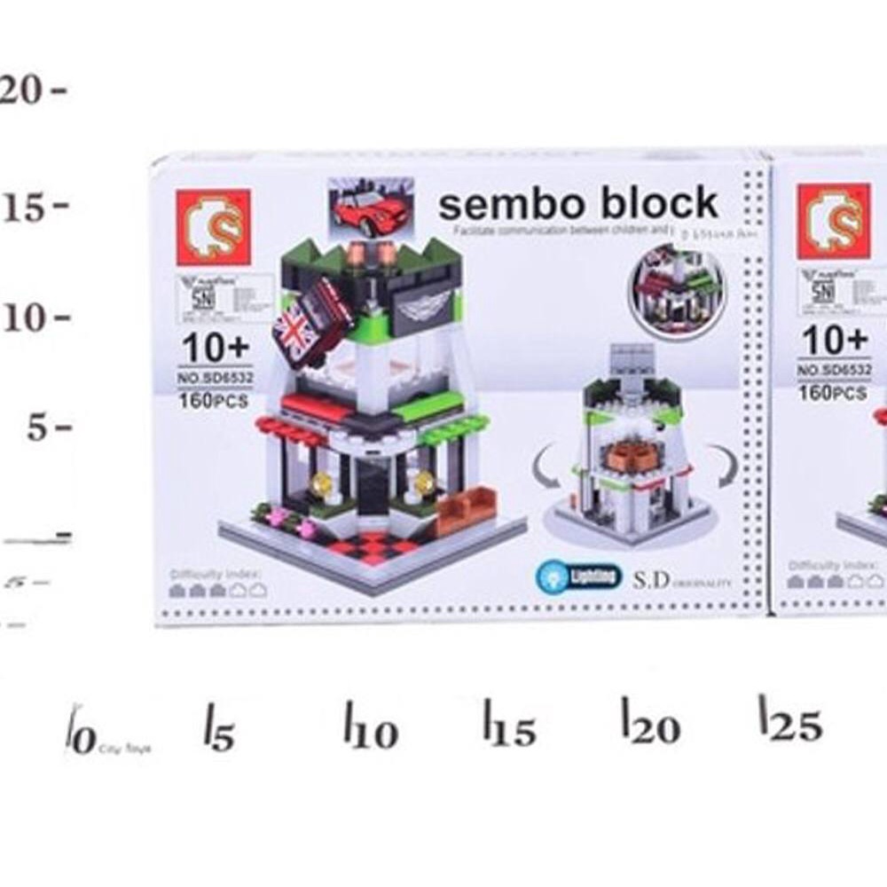 Mainan Edukasi Puzzle Balok Brick 160 pcs (Medium) - Sembo Block Showroom Mini Cooper