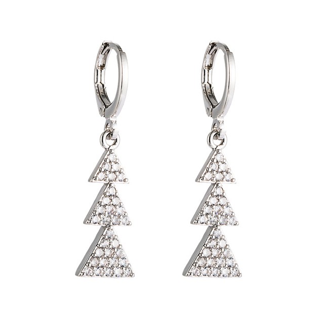 LRC Anting Tusuk Fashion White Triangle Zircon Earrings D68269