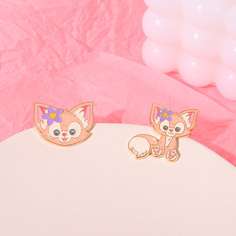 Bros Pin Enamel Bentuk Rubah 2 Gaya Warna Pink Untuk Hadiah Teman