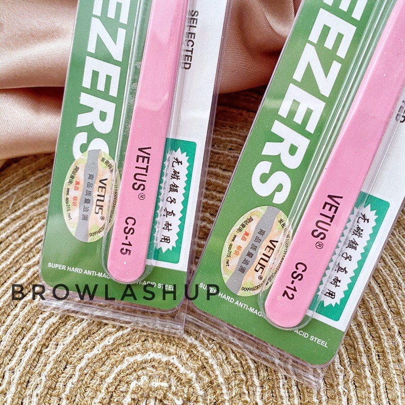 Pinset VETUS PINK ORIGINAL CS-12 CS-15 tweezer timbul CS12 CS15 eyelash extension bengkok russian