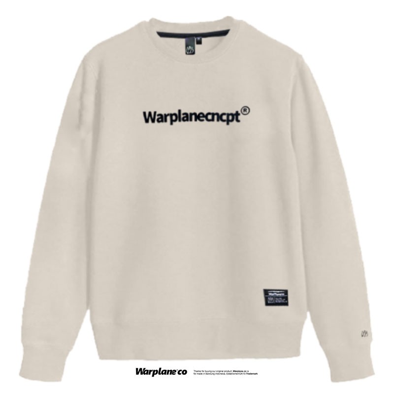 Warplane Crewneck Ivory White / Atasan Pria/ Sweater Dewasa /Sweatshirt CNPTWarplane