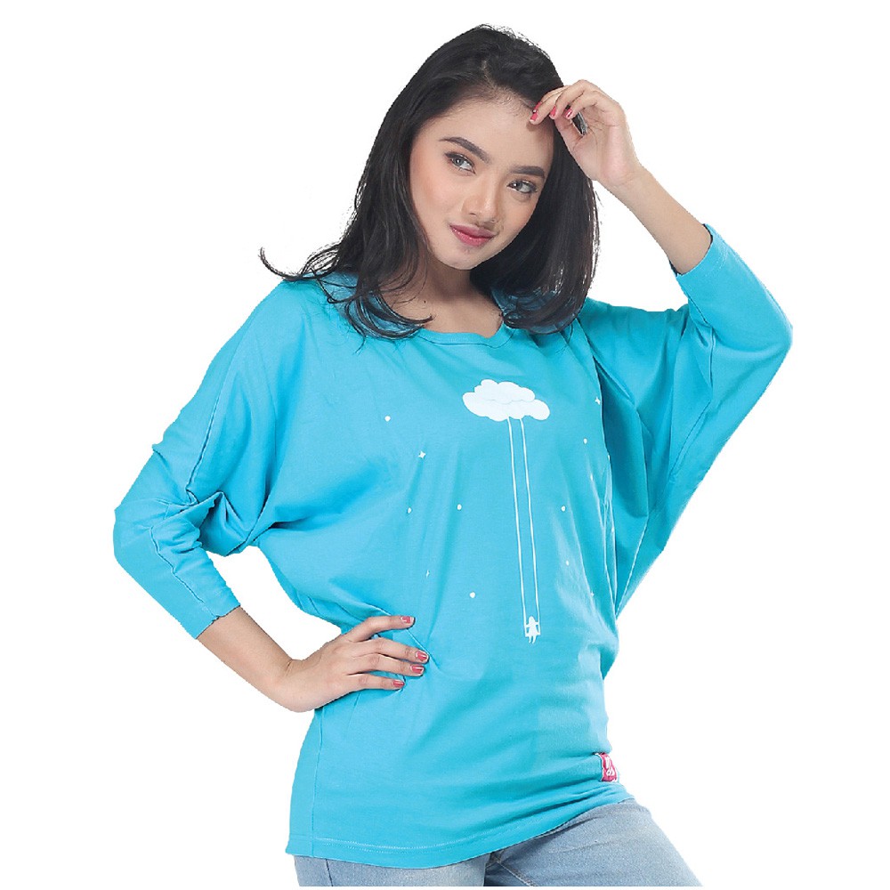 ATASAN WANITA KUZATURA KZR 849 KAOS WANITA KUZATURA KZR 849 BAJU WANITA KUZATURA KZR 849 BIRU