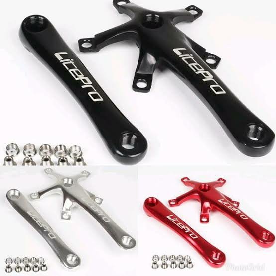 Crank Arm Litepro BB Kotak seli folding bike BCD 130 merah  hitam silver utk fnhon blast storm gust