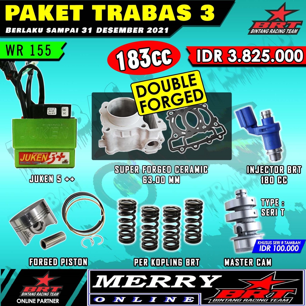 Trabas 3 BRT WR 155 R15 VVA V3 Bore Up Blok Ceramic 63mm Juken 5++ Injektor Cam Per Kopling