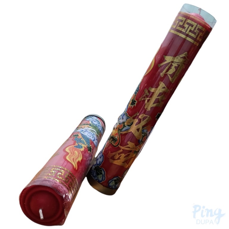 Lilin Merah Jumbo Mika Motif Naga 5 Kati Merah Nyala 120 Jam