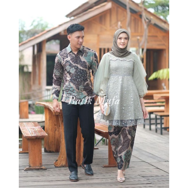 Batik couple Kebaya LUNA SAGE GREEN KEBAYA MODERN Kebaya untuk tunangan kebaya lamaran kebaya baju wisuda terbaru