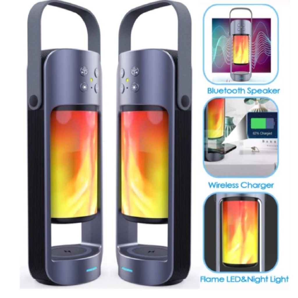 Alpha Flame Light Speaker Bluetooth Bass Multifungsi  Lampu Darurat Luar Ruangan dengan Fungsi Pengisian Daya Wireless Nirkabel