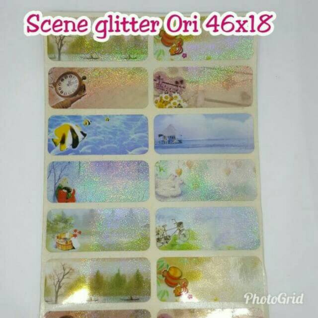 

Paket Super stiker label nama waterproof Scene Glitter Ori size L