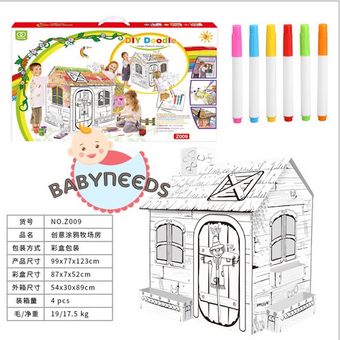 COLOURING KIDS ACIVITY PLAYHOUSE RUMAH KARDUS JUMBO HOUSE