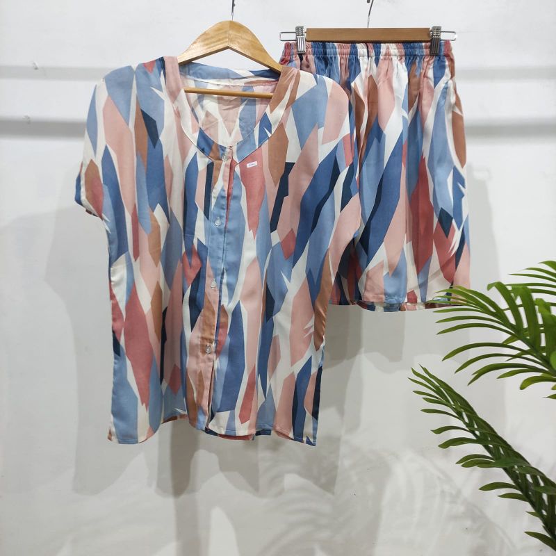 0PIYAMA KANCING PENDEK | PIYAMA BUSUI PENDEK | PIYAMA RAYON | BAJU TIDUR MURAH-KCB 7