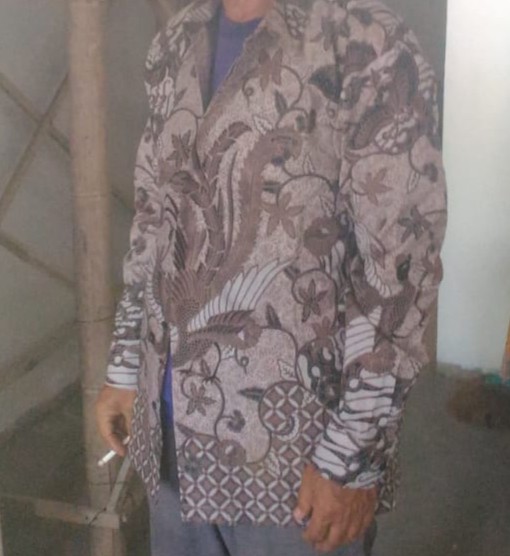 Kemeja Batik Pria Lengan Panjang Peksi Abu Full Furing Bahan Katun