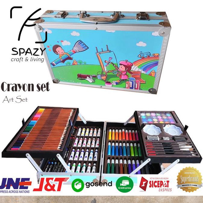 

Terbaru Crayon Art set/Krayon anak/Alat Menggambar/Alat mewarnai/Koper Besi - Biru Muda, ekstra