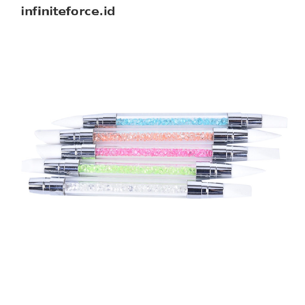 1pc Pen Brush Dotting 2 Sisi Bahan Silikon Untuk Nail Art