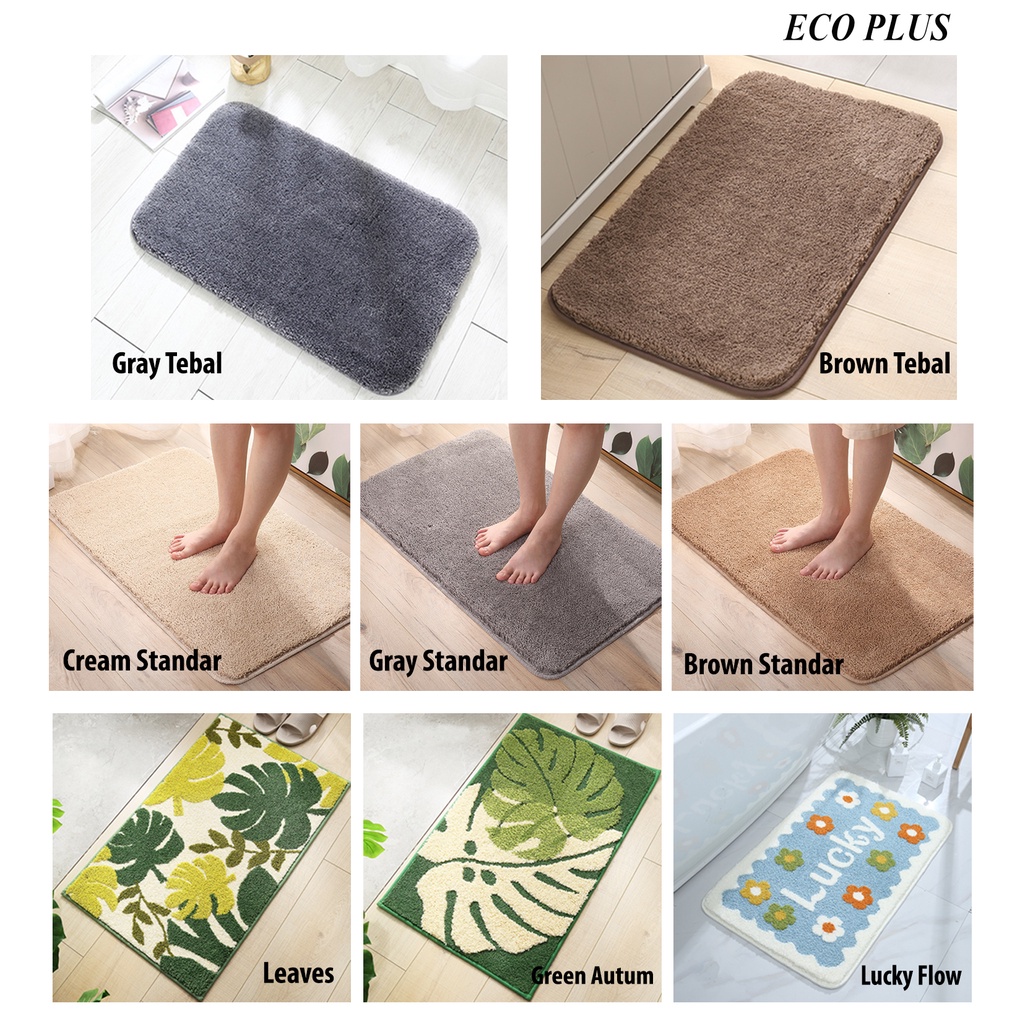 Keset Tebal Microfiber Anti Slip Floor Mat Elegant Motif Daun