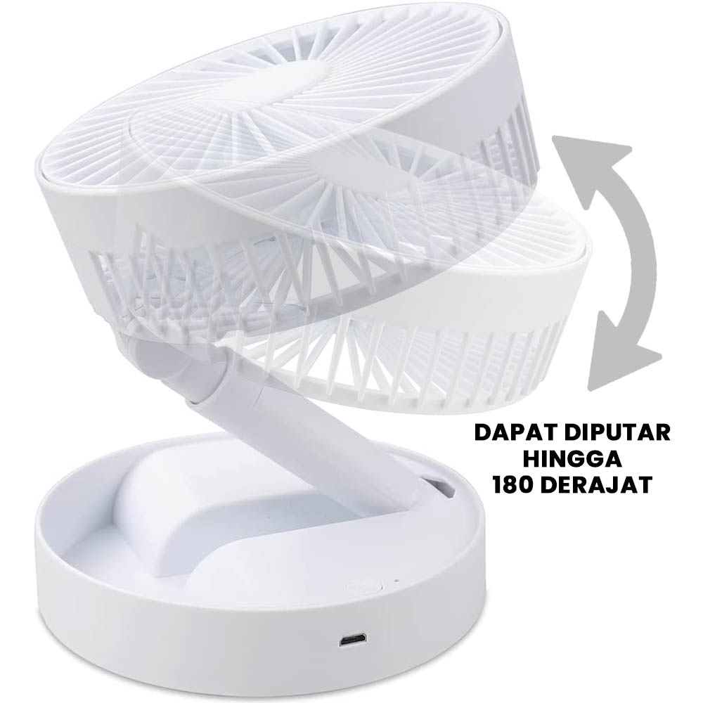 Kipas Bulat Portable Foldable Fan 2 Kecepatan Bisa untuk Dilipat Adjustable Tinggi Rendah USB Baterai AA Adem Gampang Dibawa FL516