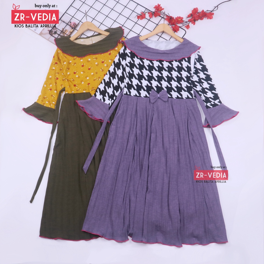 Long Dress Jessika uk 6-7 Tahun [EXPORT] Gamis Muslim Baju Anak Perempuan Panjang Dres Ngaji Murah