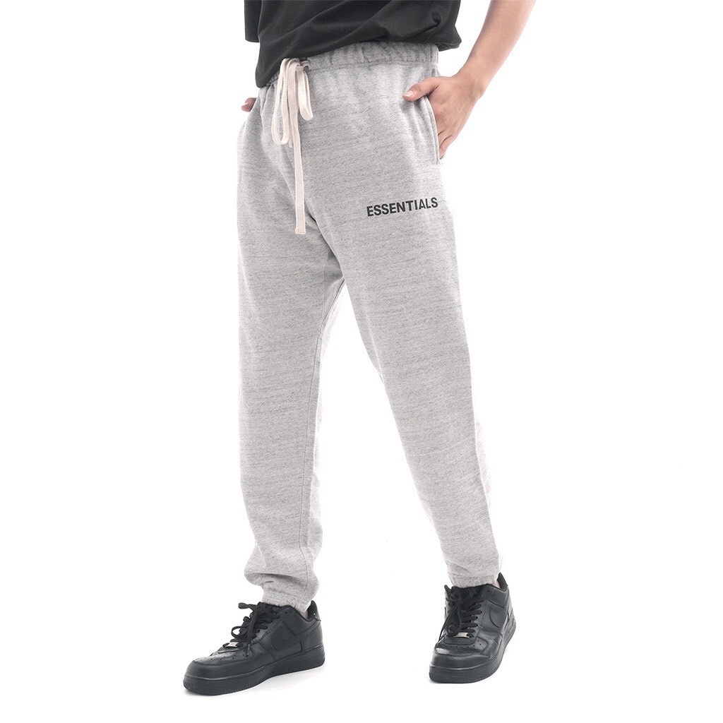 FOG ESSENTIAL BASIC JOGGER PANTS LIGHT GREY TRAINING UNISAX FOG AUTHENTIC MIRROR TERBARU