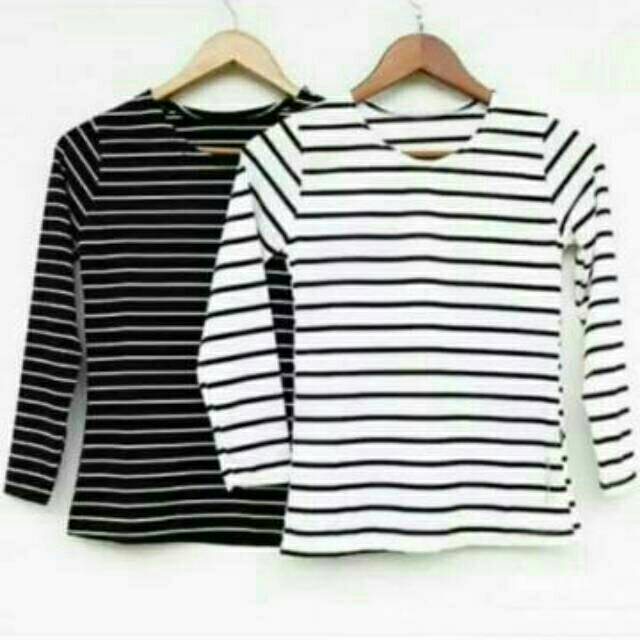 Baju wanita stripe tee L dan xl