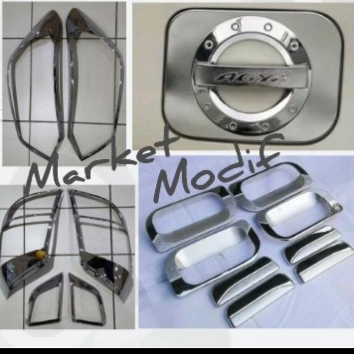 Paket Garnish Lampu Outer Handle Tank Cover Agya 2017-2021 Chrome