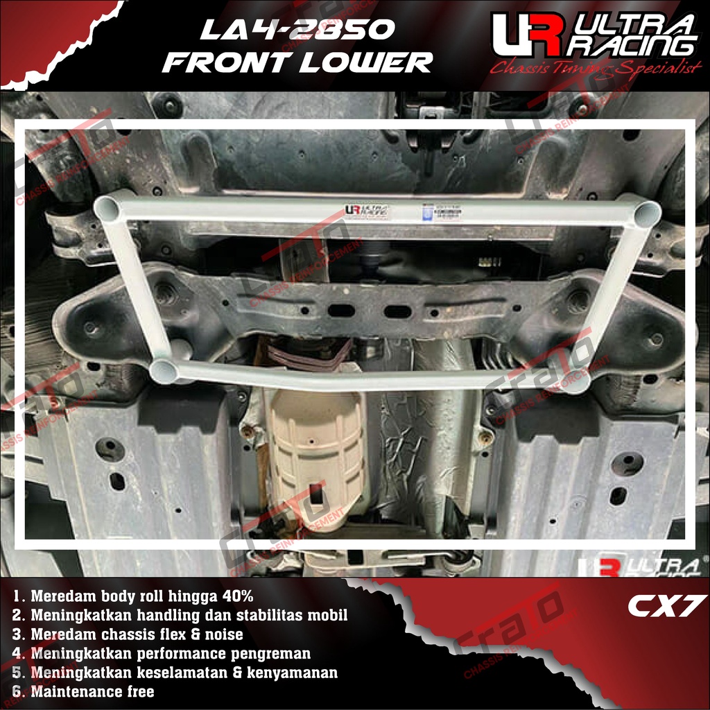 Aksesoris Stabiliser ULTRA RACING Safety Bar - Front Lower Bar 4 Points - Mazda CX7 CX 7 CX-7 06+ - 