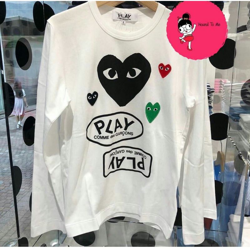 CDG PLAY PLAY Longsleeve  Kaos Lengan Panjang