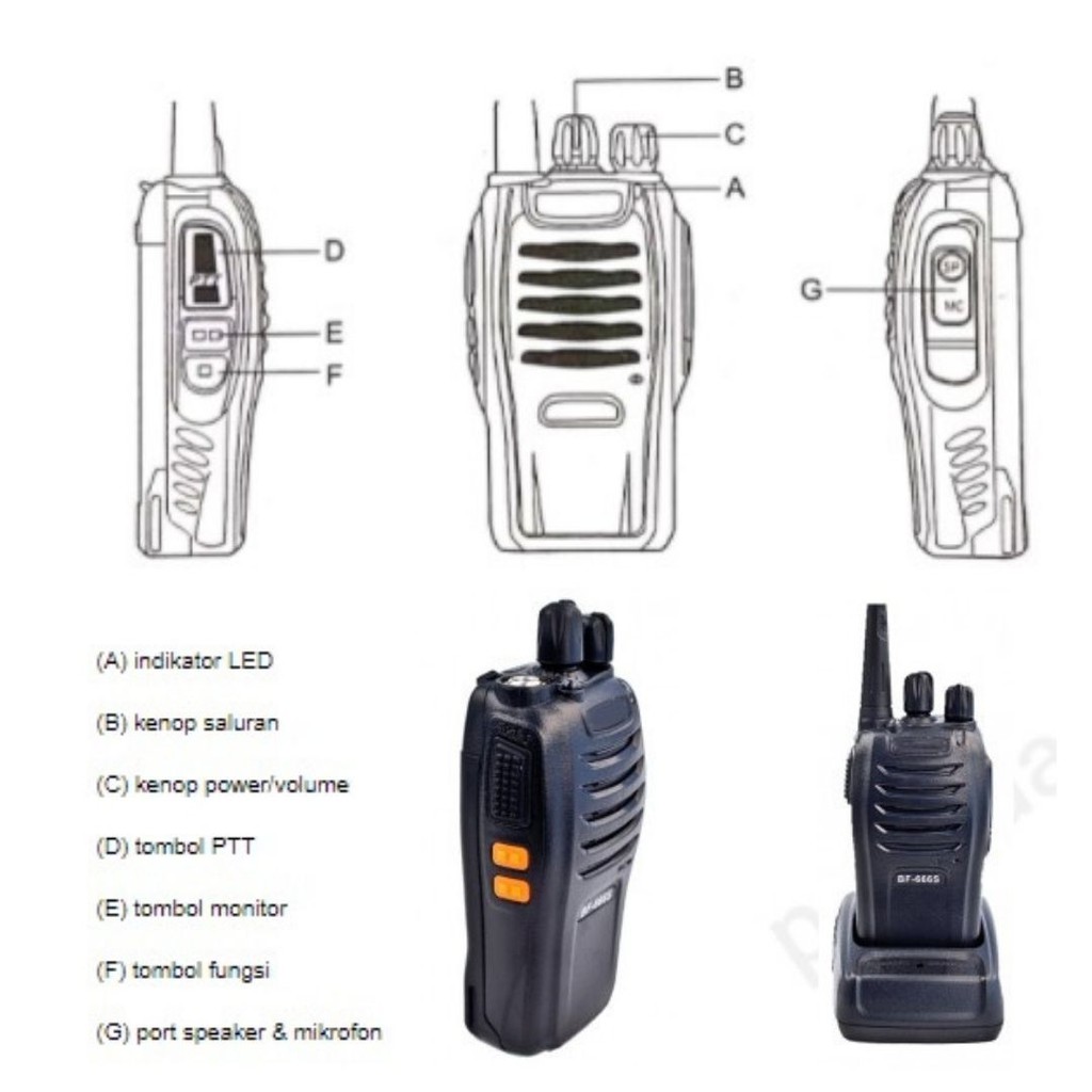 HT Handie Walkie Talkie 5 Watt UHF 400-470MHz BFJip 111112