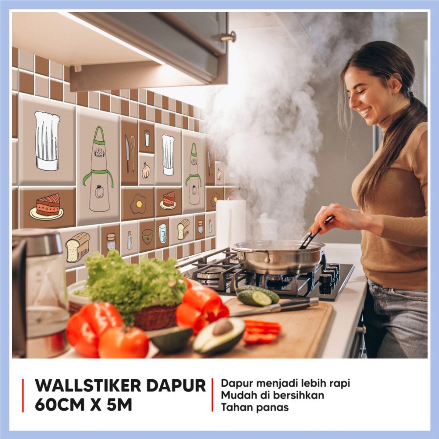 DD121 Wallpaper Sticker Dapur Anti Air 5m x 60cm / Minyak Panas / Kitchen Sticker Dinding COD