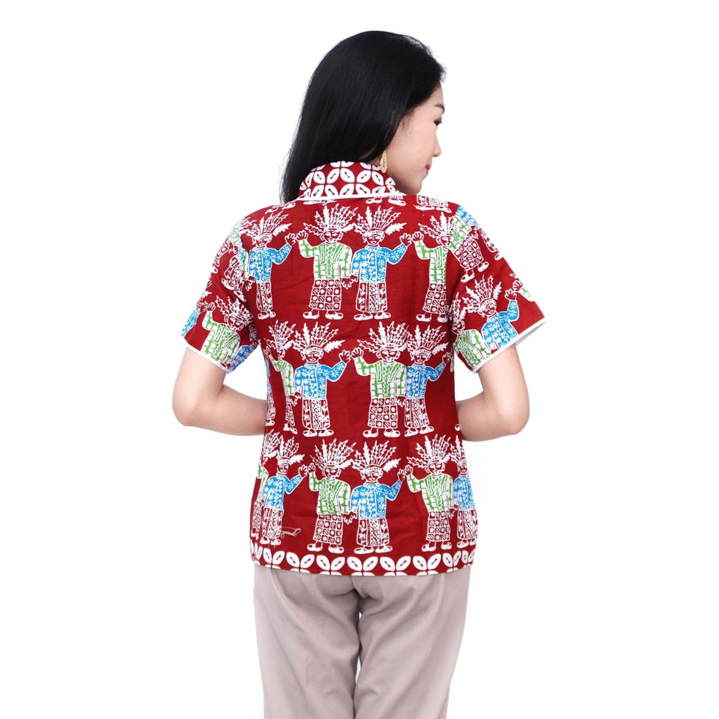 Kemeja Batik Wanita Motif Ondel Ondel Jakarta Trendy