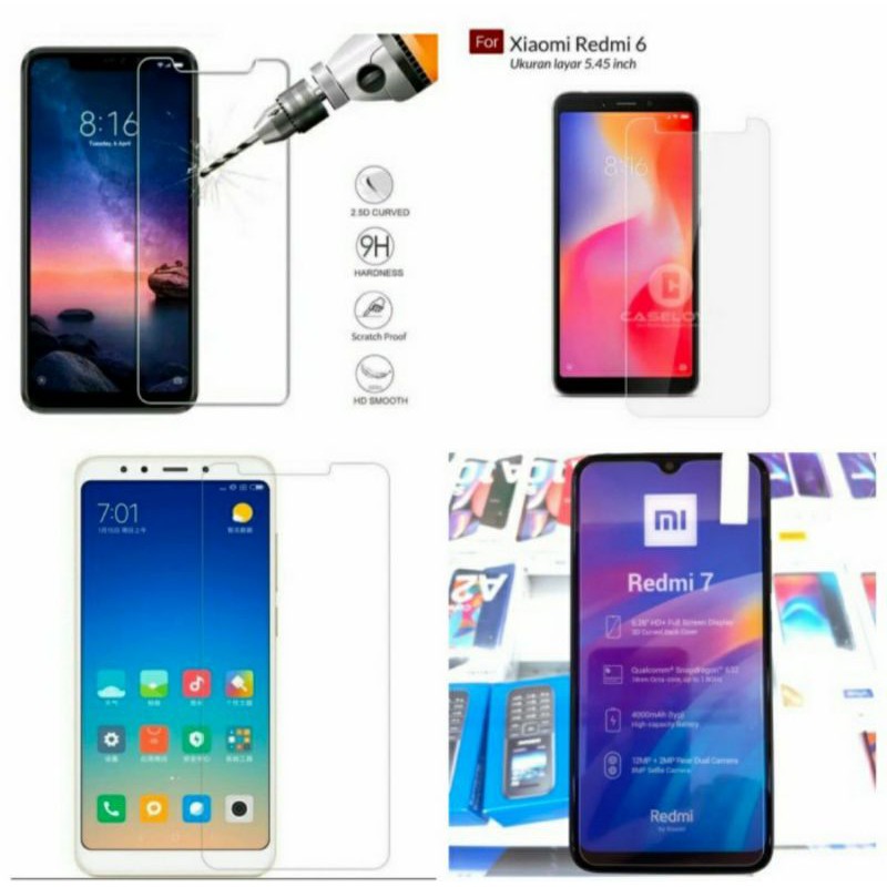 Xiaomi Redmi 5 6 7 tempered glass anti gores kaca bening