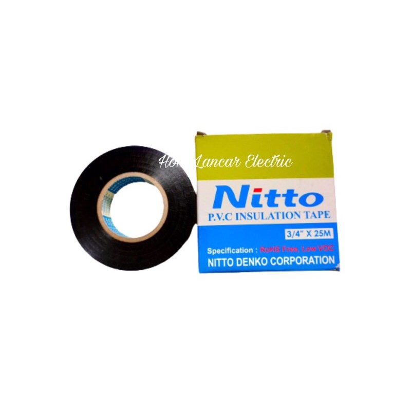 Isolasi Nitto Hitam 3/4 25meter ISOLASI NITTO HITAM ORIGINAL SNI PEREKAT LEM KABEL LISTRIK