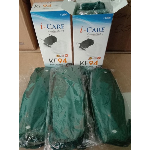 masker KF 94 warna hijau dan army perbox isi 20