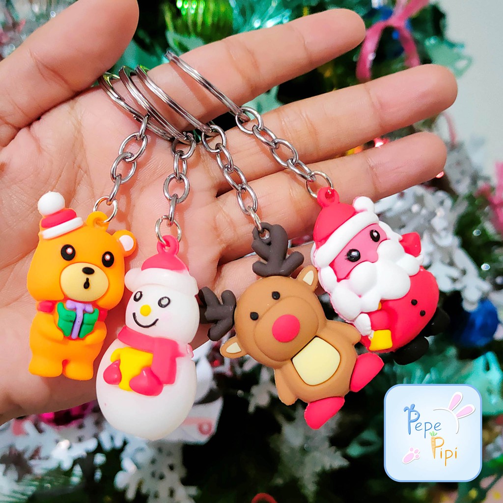 Gantungan Kunci Garland Series Natal Christmas Ganci Keychain Santa Rusa Sowman Bear Krans Garland Chrismast Wreath