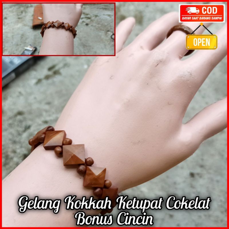 Gelang Kokkah Ketupat Piramid Bonus Cincin 100% Ori