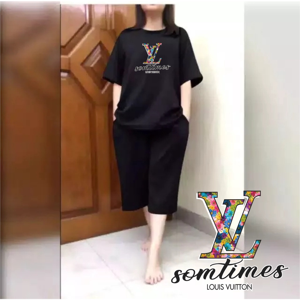 Setelan Kulot Jumbo Wanita / Set Kaos Oversize Big Size LD 120 Somtimes