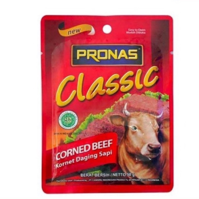 PRONAS KORNET CLASSIC KEMASAN SACHET 50Gram / PRONAS KORNET DAGING SAPI CORNED BEEF SACHET BANDUNG