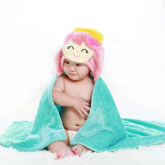 Selimut Topi Bulu Double Fleece B &amp; C Selimut Hoodie Bulu Bayi 3D Hoodie Blanket Tudung Bordir Lucu